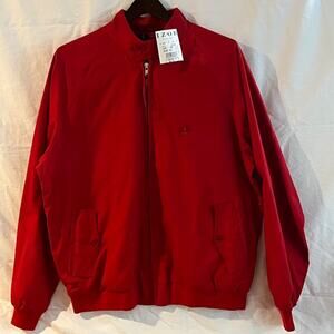 VTG NWT Izod Jacket Mens Harrington Red Plaid Lining Full Zip 90s Y2K Size Large